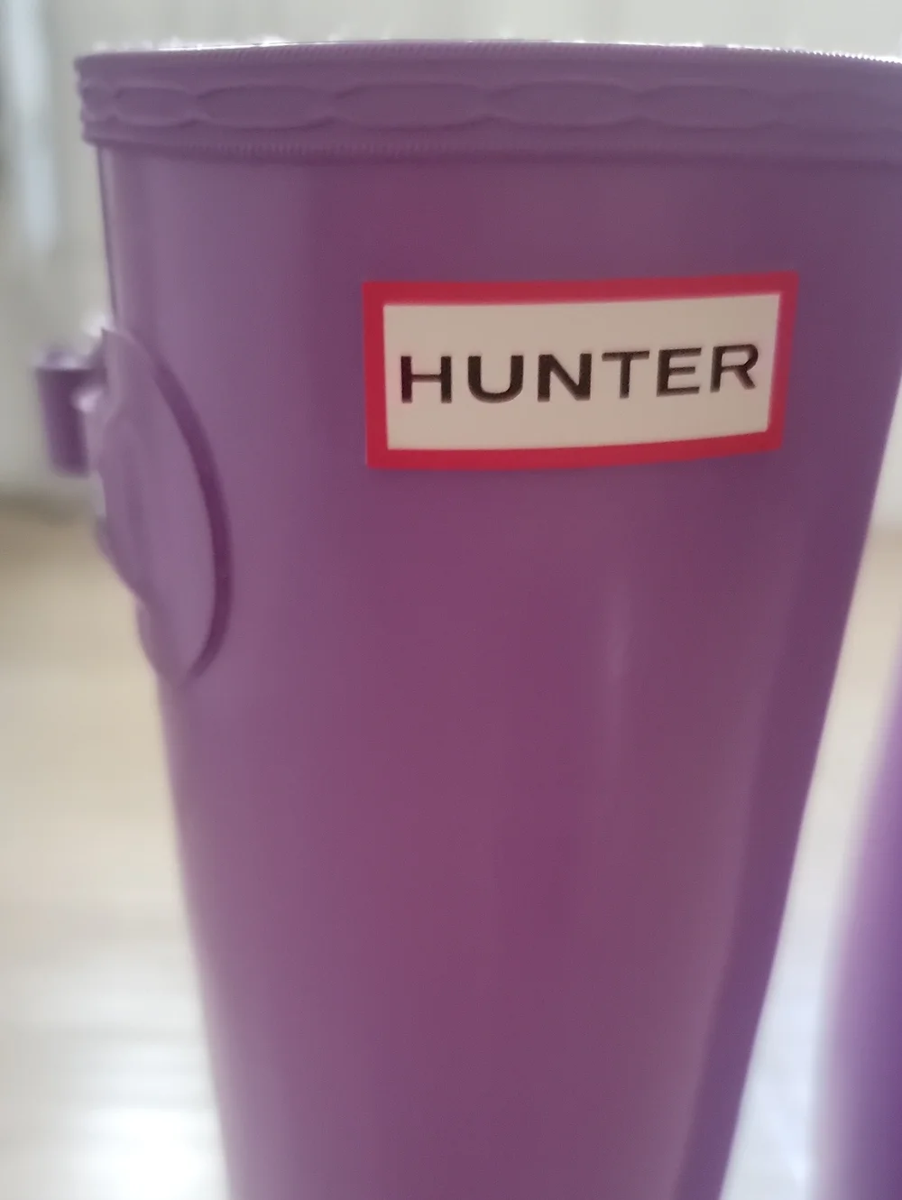 Hunter Bright Purple Glossy High Boots. Size 8. Like New!